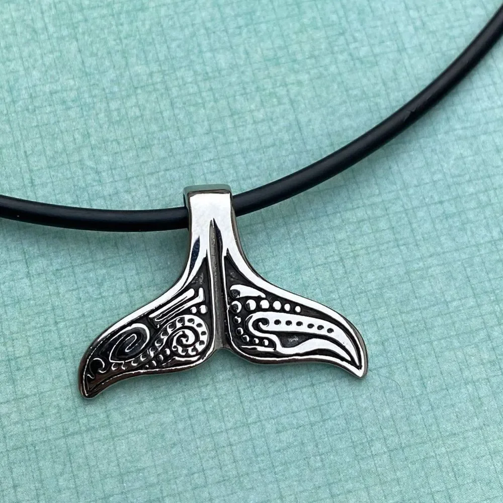 Whale Tail Stainless Steel Indian Design Pendant Necklace